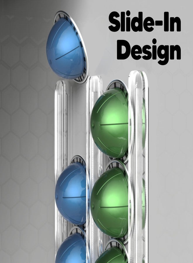 GALVANOX Wall Mounted Holder for Nespresso Vertuo Pods Organizer, 10 Capsule Stick On with Adhesive Backing - Low Profile Vertuoline Wall Mount, Under Cabinet (Clear Acrylic) - Image 5